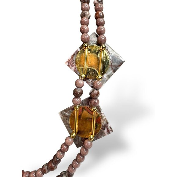 Karla Jordan Jasper Double Strand Necklace Pierced Earrings Set - Picture 5 of 9